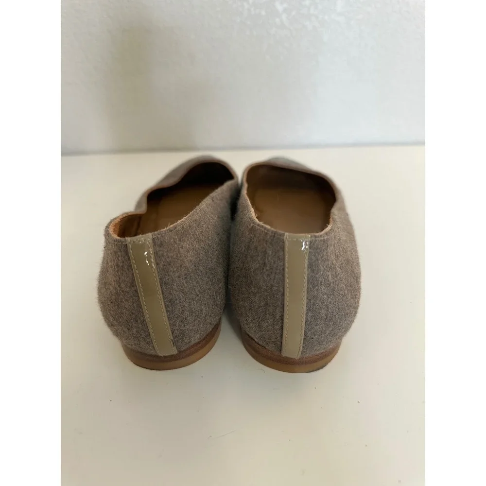 Margaux Women's Brown Blue Wool Suede Cap Toe Pointed Flat Shoes Size 11